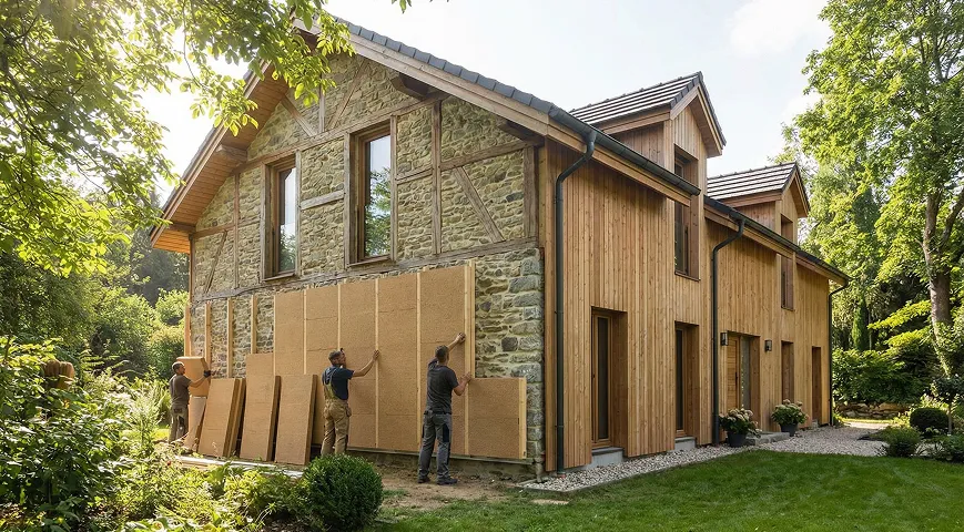 Maison ossature bois en chantier